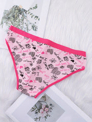 6 Pack Plus Size Panties Set Women's Plus Butterfly & Heart Print Briefs