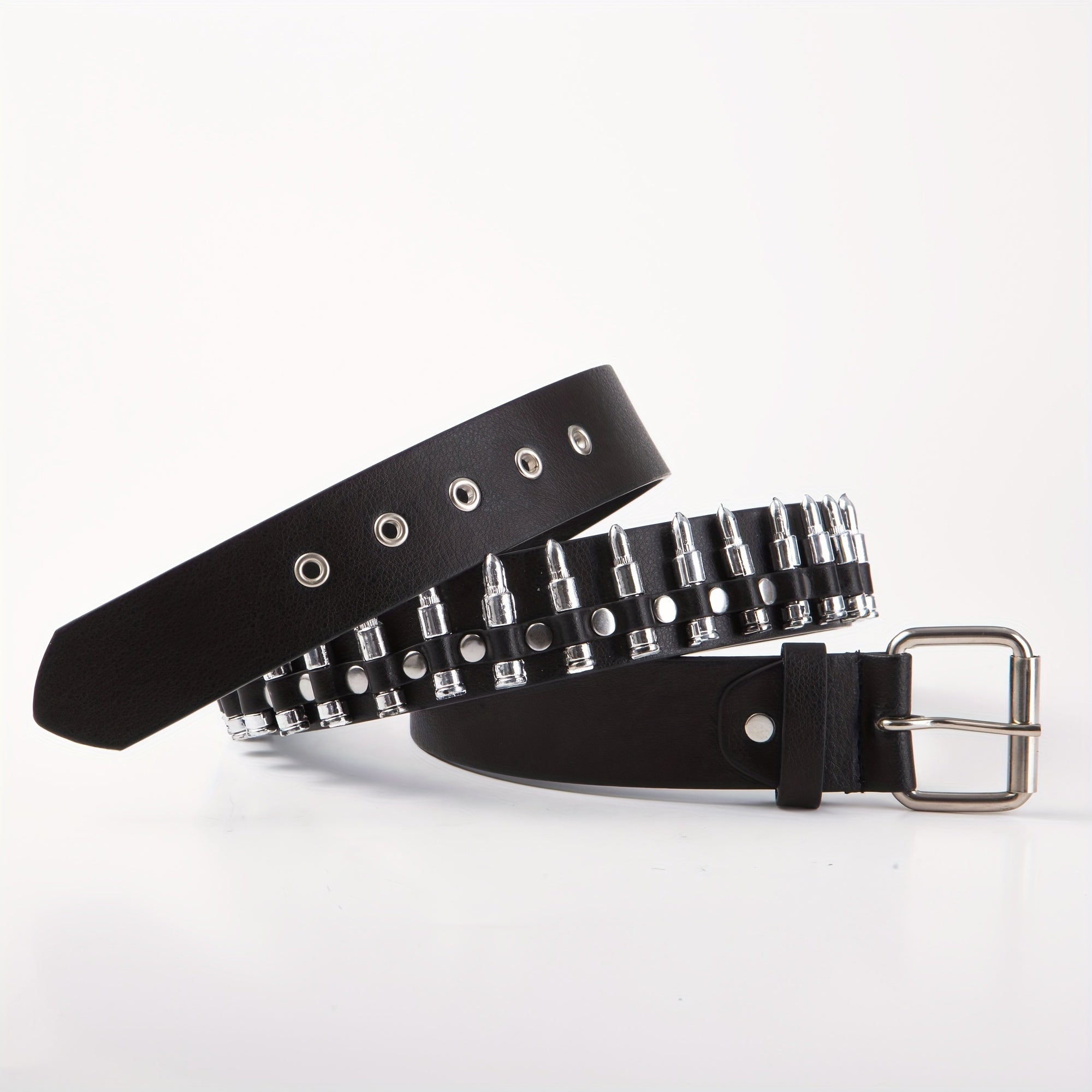 Men's PU Leather Rivet Belt Punk Metal Rock Decoration