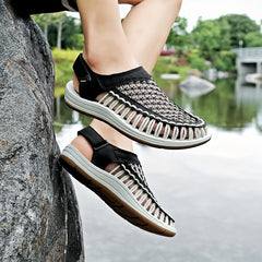 Men's Comfortable Woven Sandals Wear resistant Non Slip Beach Shoes