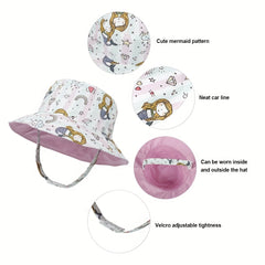 Kids' Cartoon Bucket Hat for Outdoor, Reversible Design