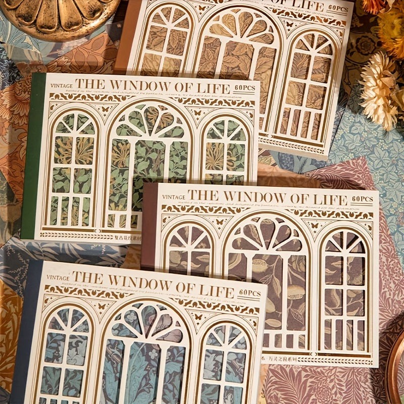 60pcs European Retro Pattern Series Journal Decoration Paper