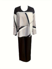 Women's Plus Colorblock Geometric Print Top & Pants Set
