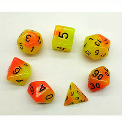 7 Pcs Double Glow Faceted Set Dice Carving Glow Digital Glow Resin Fun Dice