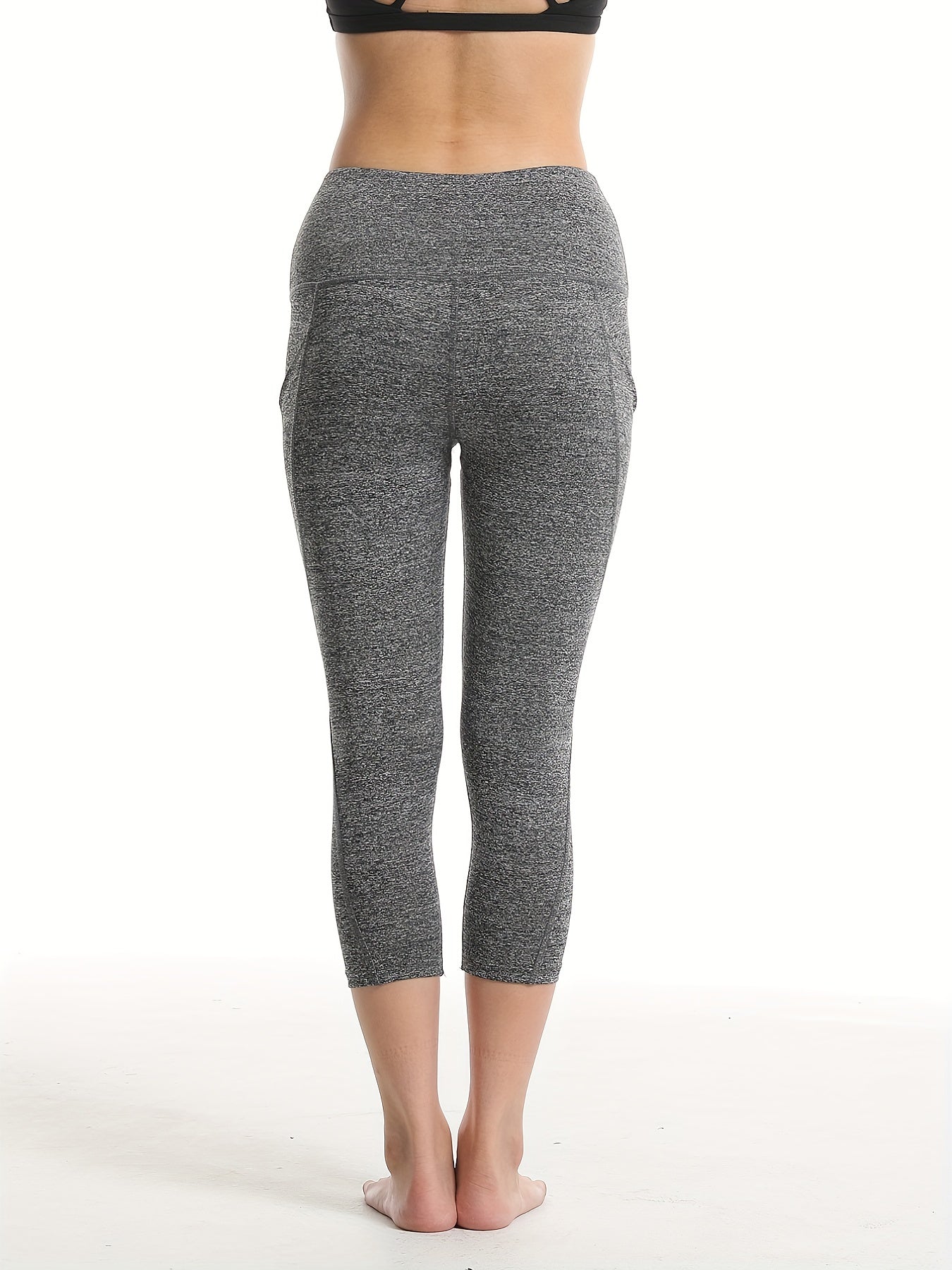Women's Cropped Leggings High Waist Yoga Sports Fitness With Pocket