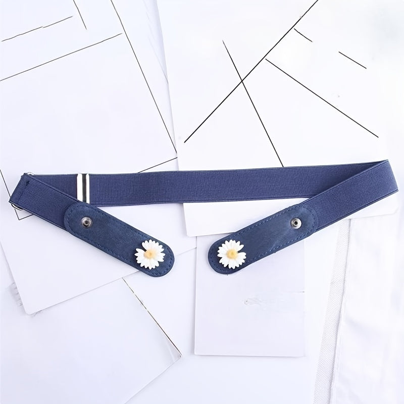 Girls Adjustable Denim Belt with Daisy Decoration