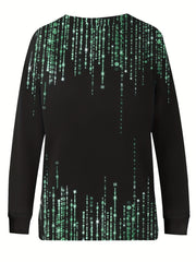 Graphic Print Crew Neck Pullover Sweatshirt for Women