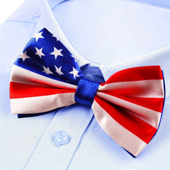 Flag Bow Tie Adjustable Pre Tied Neckwear Patriotic Bowties For Men