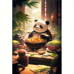 Panda Eating Noodles Wooden Jigsaw Puzzle Exercise Focus