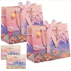 2pcs 3D Pink Gift Bags - Art Painting Style - Women Shopping Part