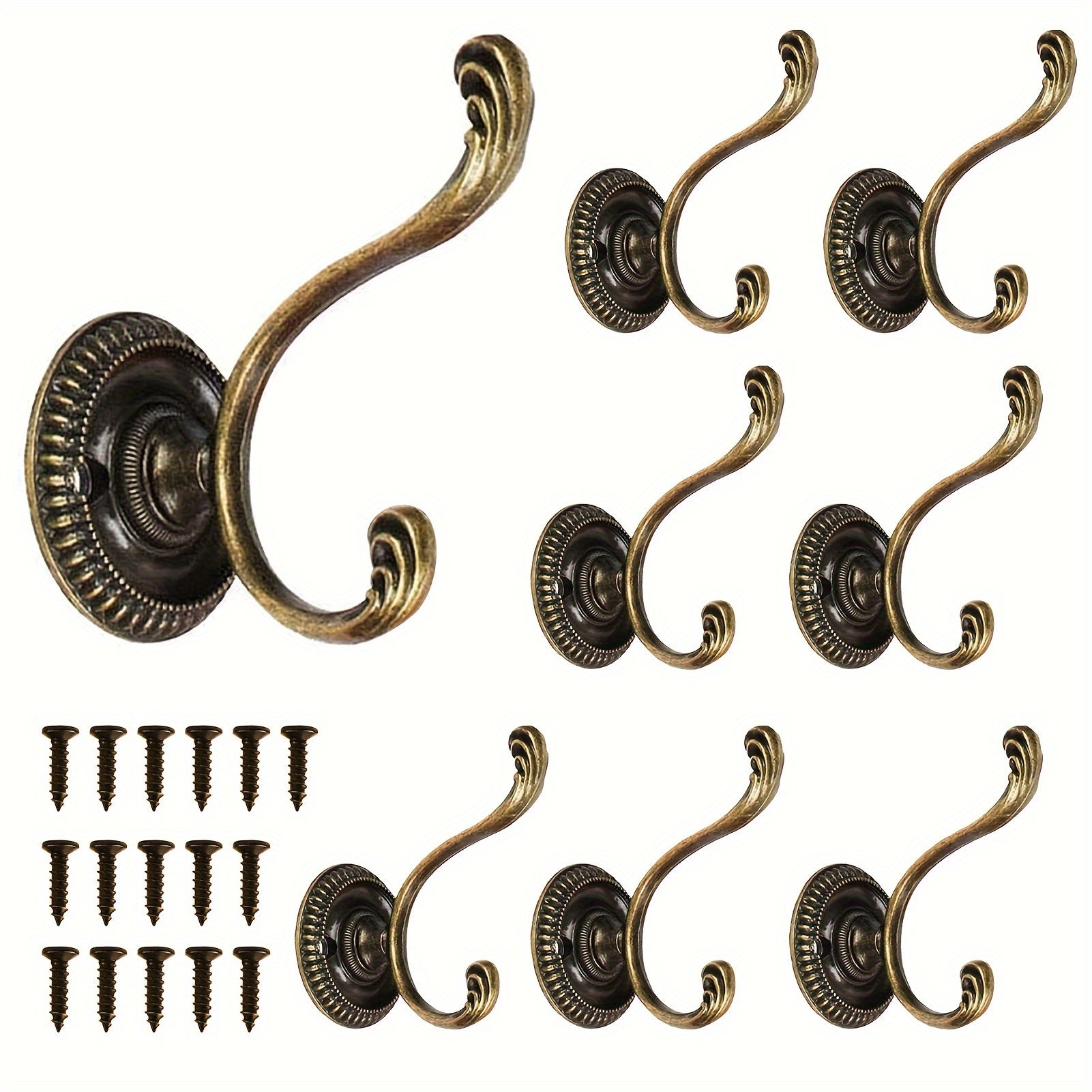 8pcs Vintage Double Hook Wall Hanging Coat Hook
