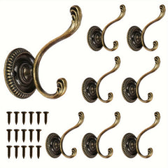 8pcs Vintage Double Hook Wall Hanging Coat Hook