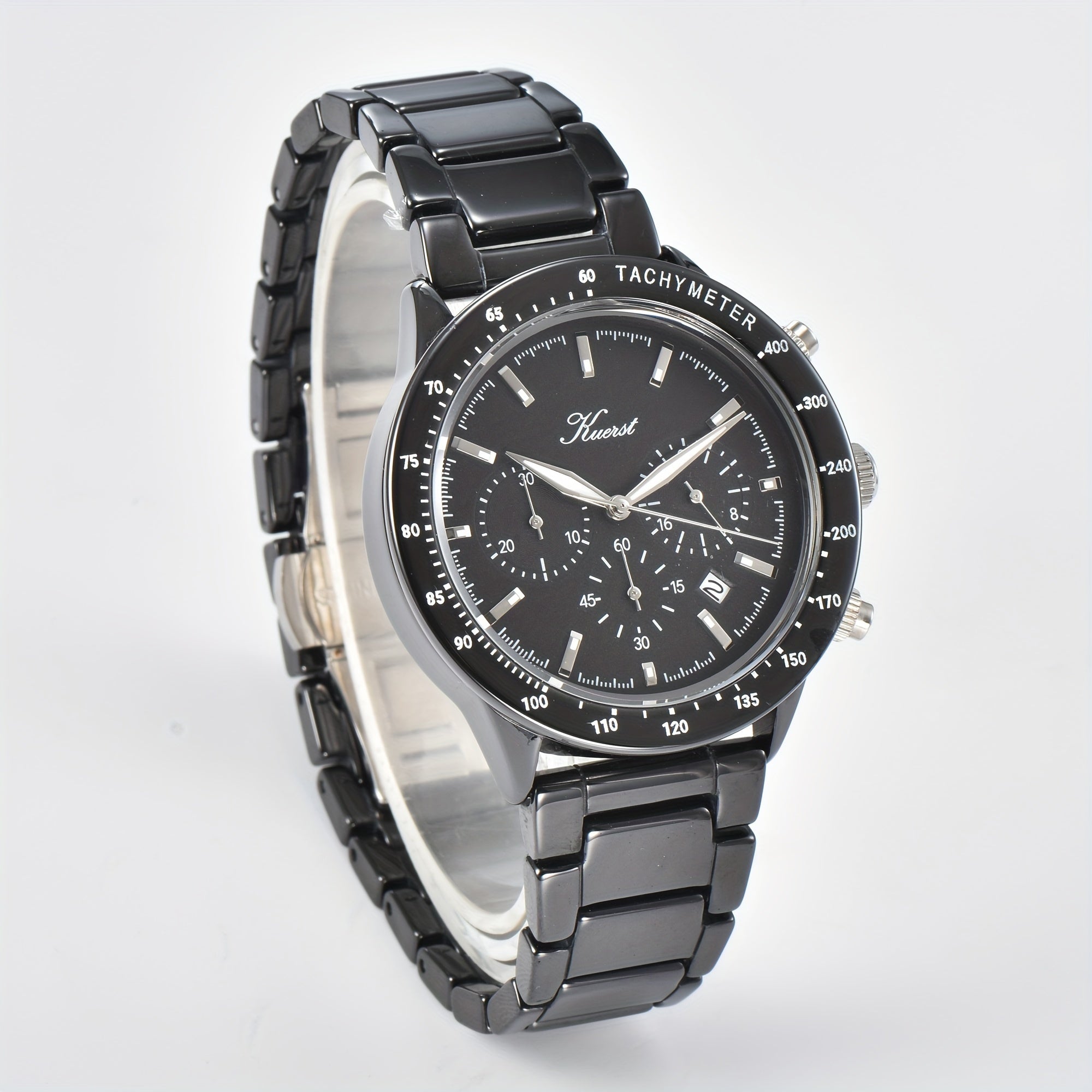 KUERST Hot Teenager Watch Men Steel Band Quartz Chronograph Sports Business Wris