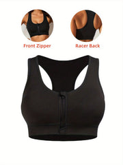 Women's Zipper Sports Tank Top Running Fitness Bra