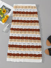Striped Crochet Long Length Skirt for Women
