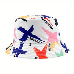 Graffiti Print Reversible Bucket Hat Hip Hop Unisex Couple Basin Hat
