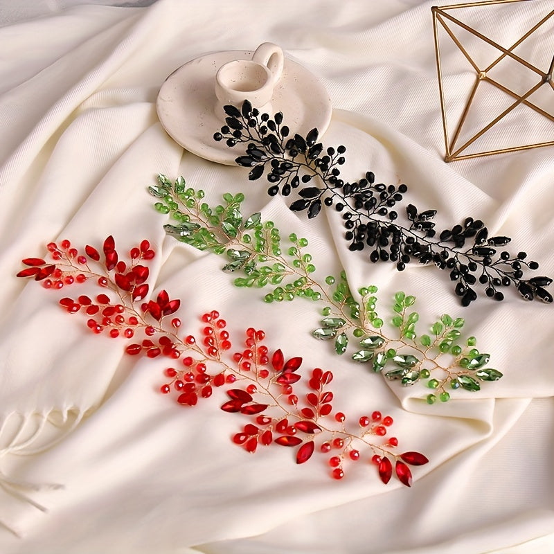 Colorful Crystal Beads Head Piece Bridal Headband Wedding Hair Accessories