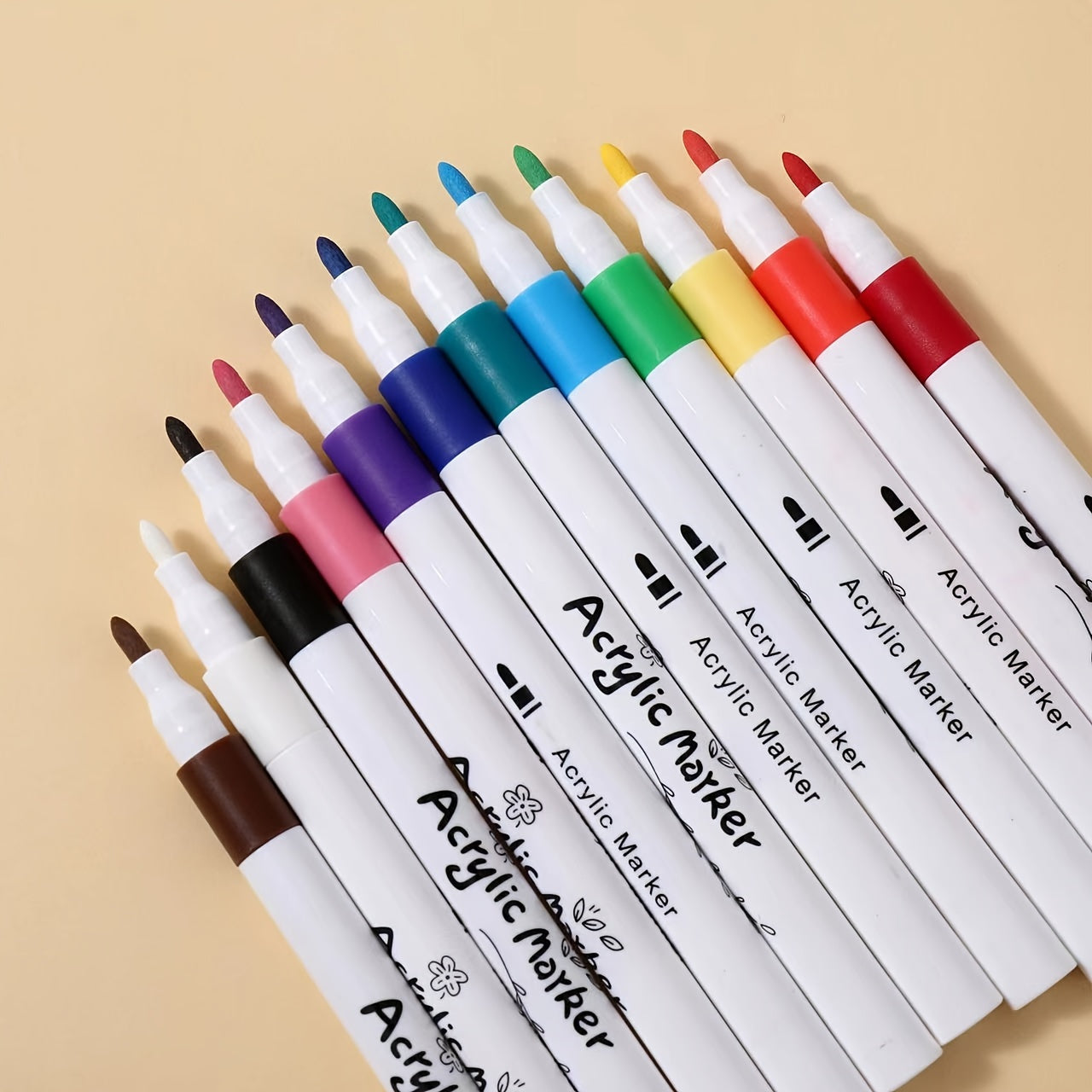 Acrylic Paint Pen Set 12 24 Colors Waterproof & Non Toxic Washable