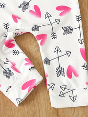 Heart Print Onesie Long Sleeve Jumpsuit for Baby Girls