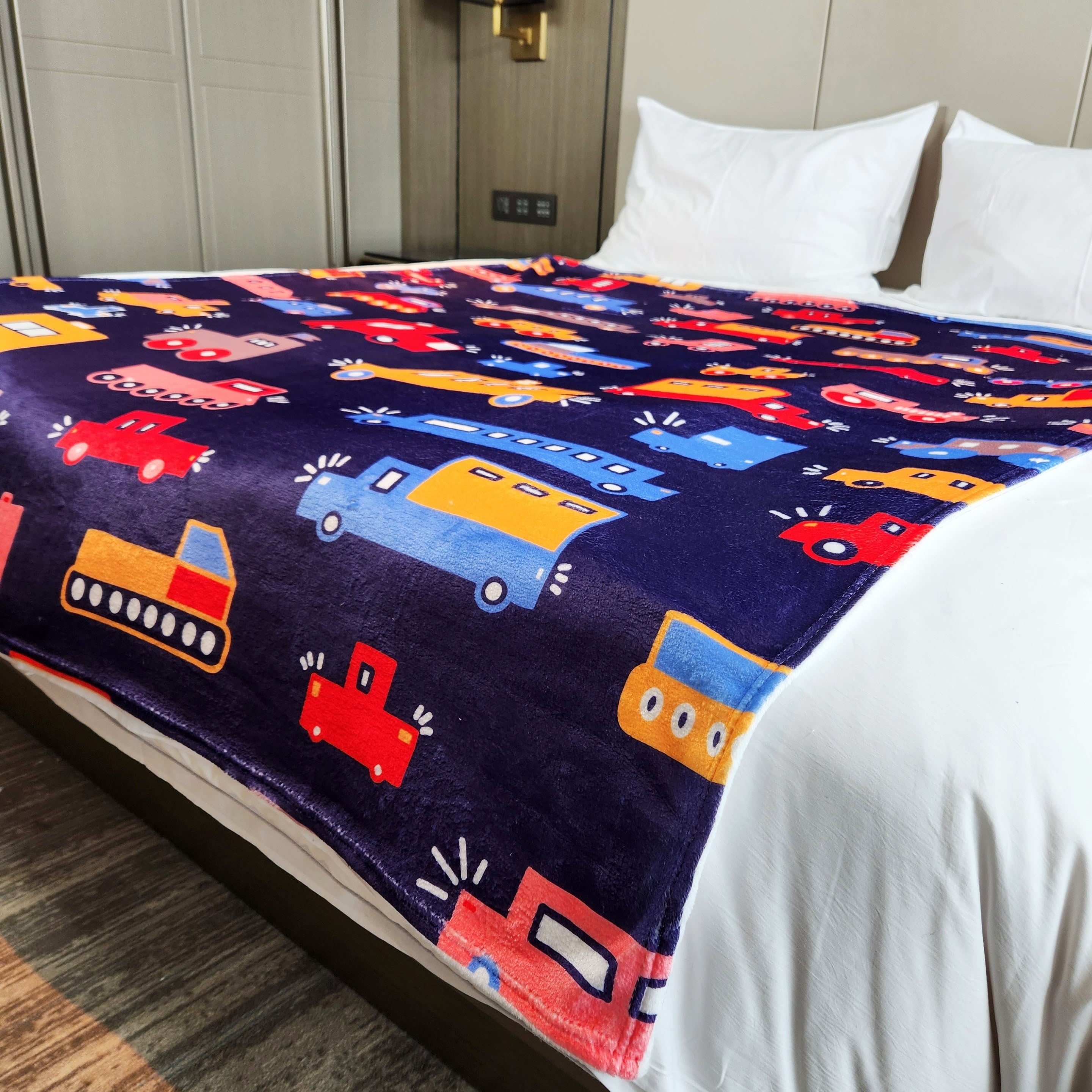 Cartoon Car Digital Printing Blanket Flannel Leisure Blanket