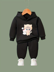 Cartoon Girl Print 2pcs Girls Outfits For Sports Spring Fall Outdoor Gift