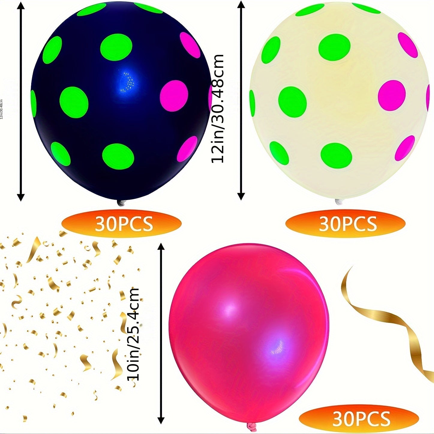 Neon Polka Dot Blacklight Balloons - Glow In The Dark Balloons
