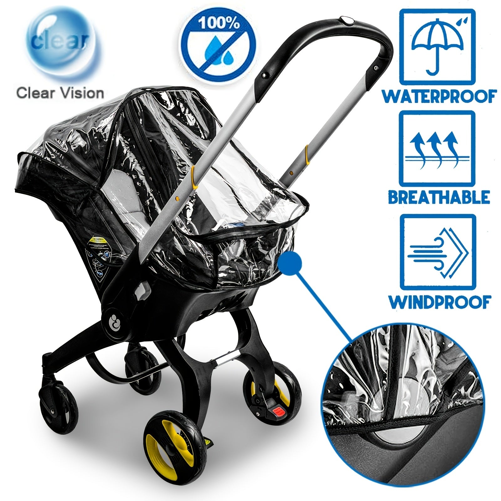 Universal Stroller Rain Cover Waterproof Windproof Protection