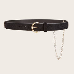 PU Leather Belt Round Buckle Belt for Weekend Casual Sports Wedding Party