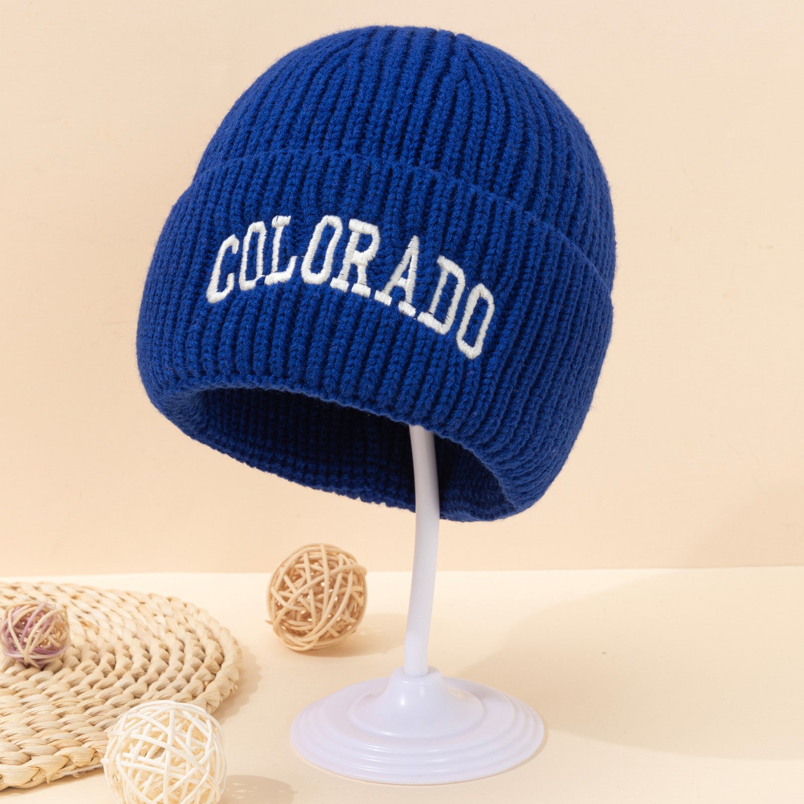 Colorado Embroidered Knitted Hat - Multiple Solid Colors