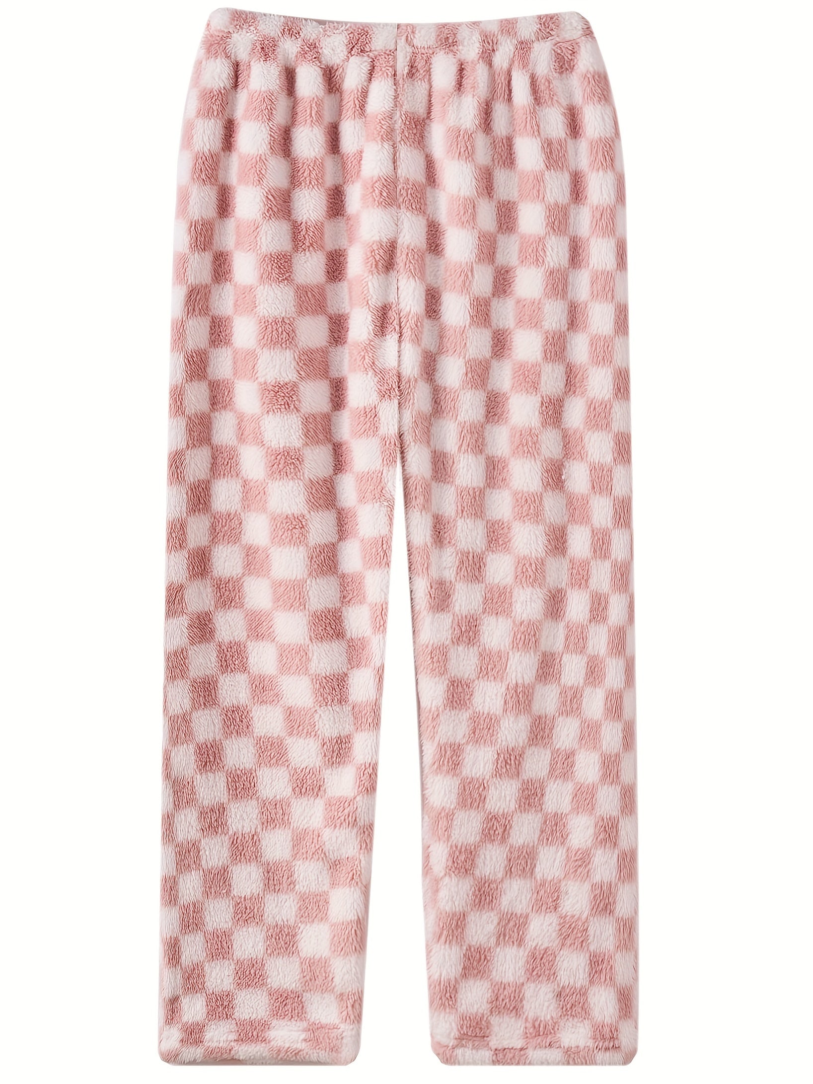 Checkered Print Flannel Warm Home Wear Pants