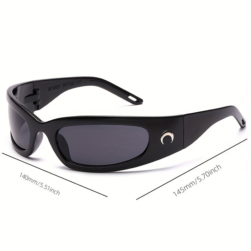 Y2K Wrap Sunglasses Punk Crescent Moon Charm Glasses UV400