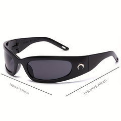 Y2K Wrap Sunglasses Punk Crescent Moon Charm Glasses UV400