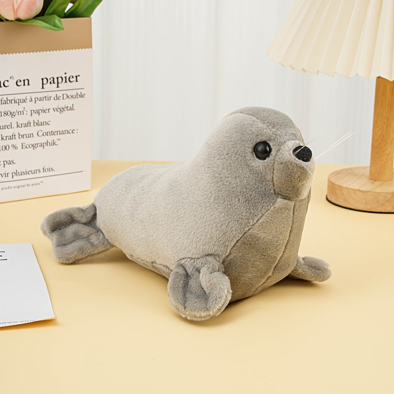 Gray Sea Lion Plush Toy Realistic Stuffed Animal Doll Home Decor