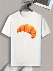 Croissant Print Men's Graphic T-shirt for Summer