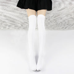 Solid Thigh High Socks Thin All match Over The Knee Socks Women's Stockings