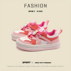 Cartoon Bear Charm Girls Skate Shoes Lightweight Outdoor Sneakers