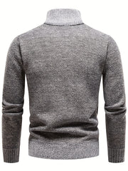 Men's Herringbone Twill Pullover Sweater - Fall Winter High Neck Stretch Jacket