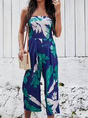 Floral Wide Leg Jumpsuit Backless Tube Jumpsuit