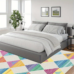 Colorful Rainbow Washable Area Rug Kids Room Stain Resistant Non Slip