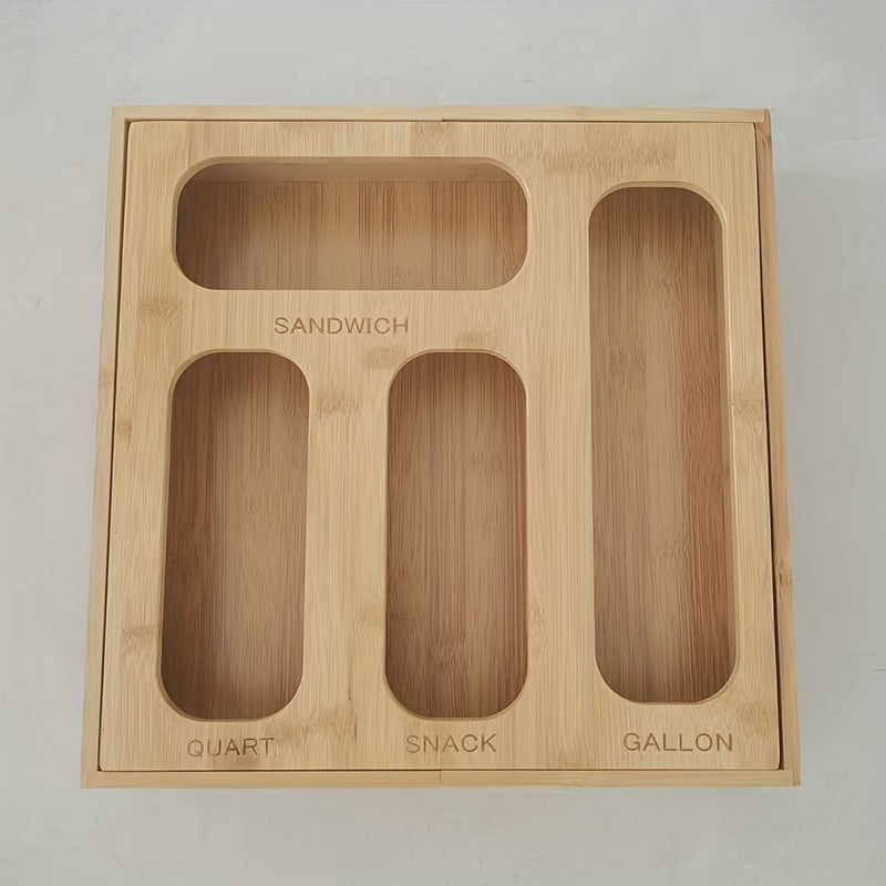 Bamboo Zipper Bag Storage Box 6-In-1 Fresh Keeping Organizer