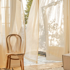 Solid French Sheer Curtain Rod Pocket Curtain for Home Decor