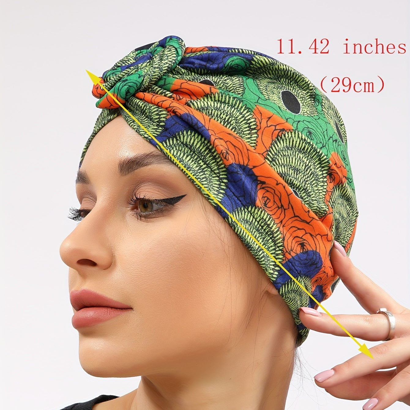 Boho Print Turban Cap Twist Pleated Head Wrap Elastic Head Scarf