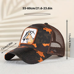 Goat Embroidered Baseball Cap Summer Mesh Animal Peaked Cap