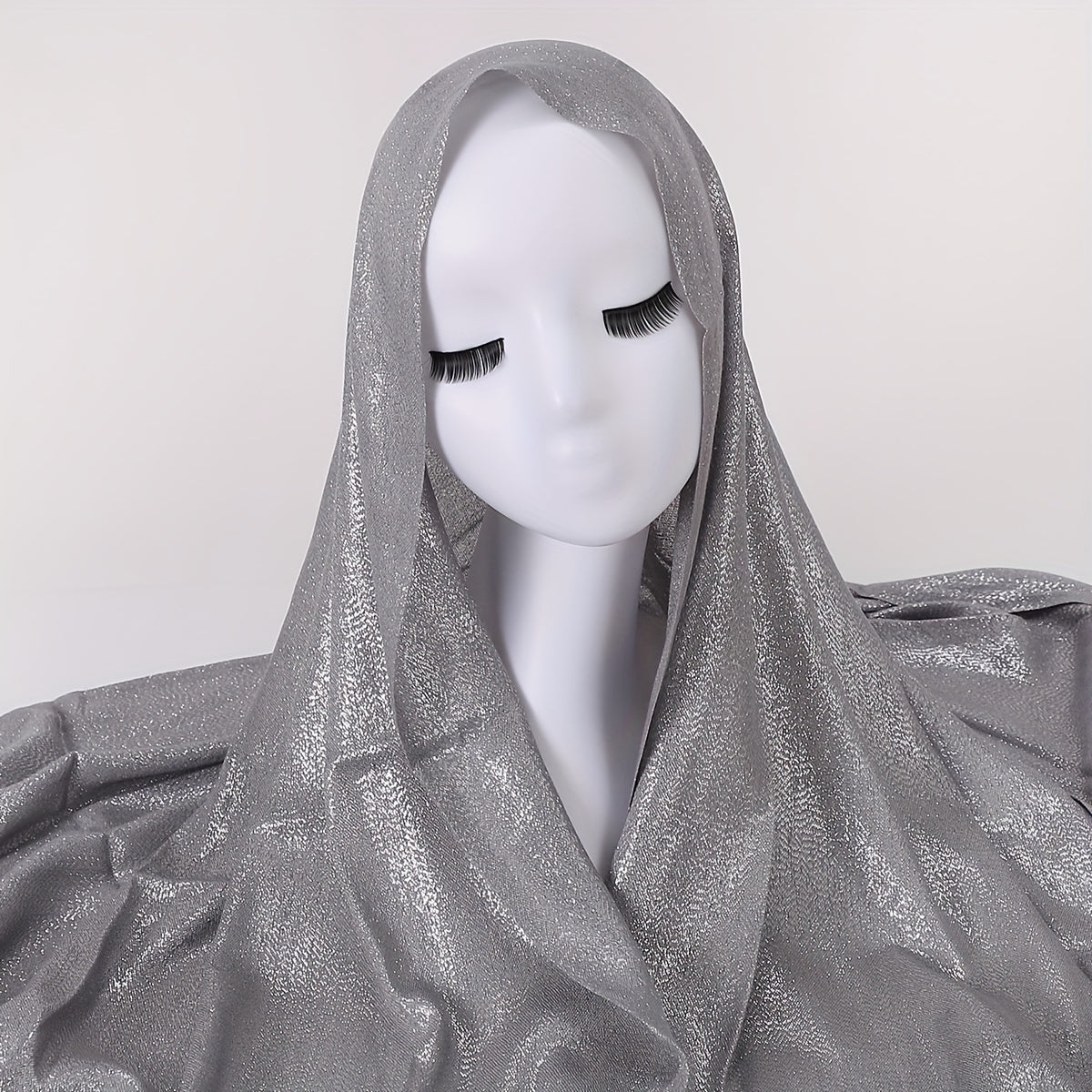 Glitter Tassel Hijab Solid Scarf Turban Plain Shawl