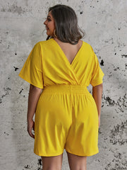 Solid Batwing Sleeve Romper with Pockets
