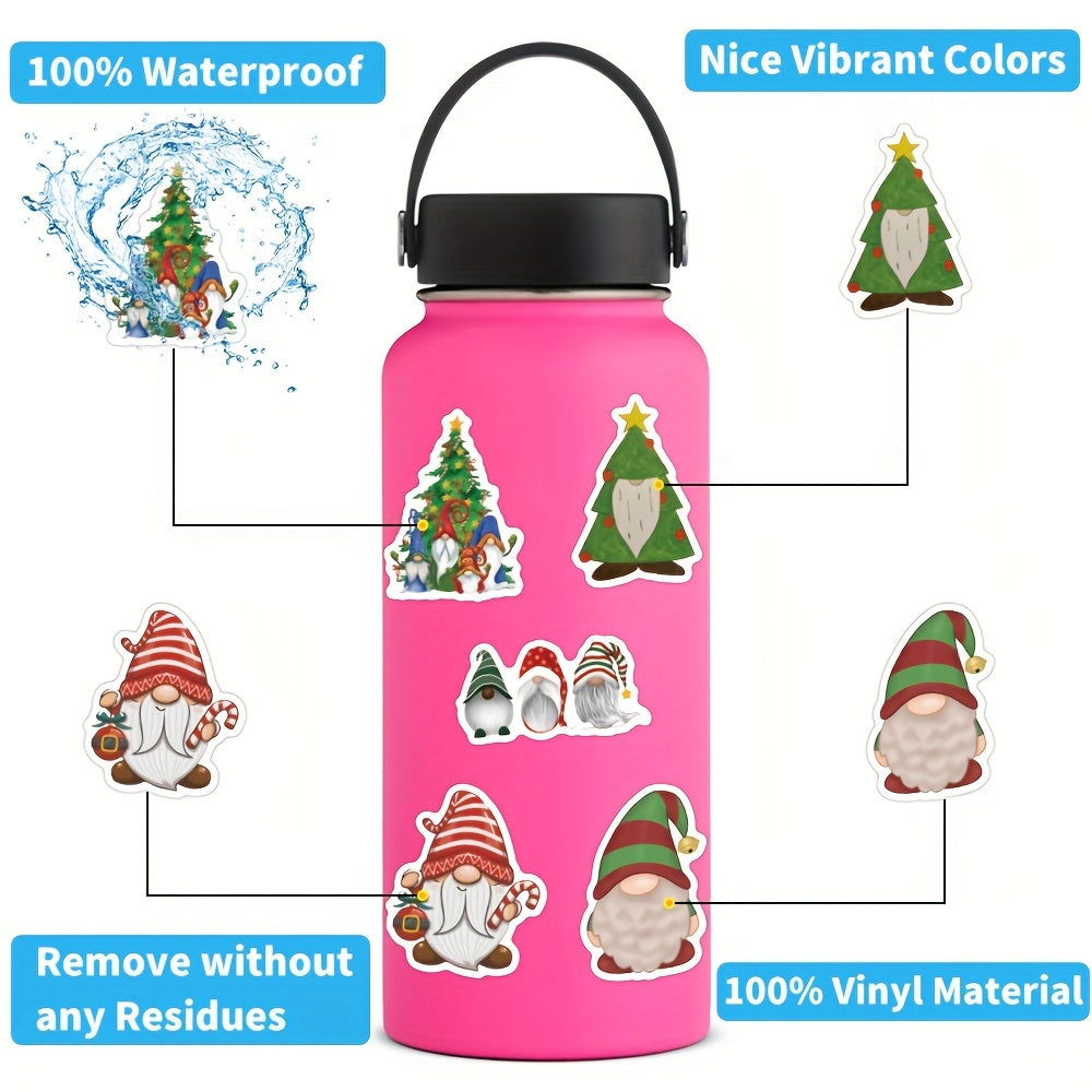 56pcs Christmas Gnome Vinyl Stickers - Waterproof for Water Bottle Laptop Phone
