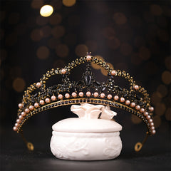 Vintage Gothic Antique Crown Tiara Headband With Rhinestone Crystals