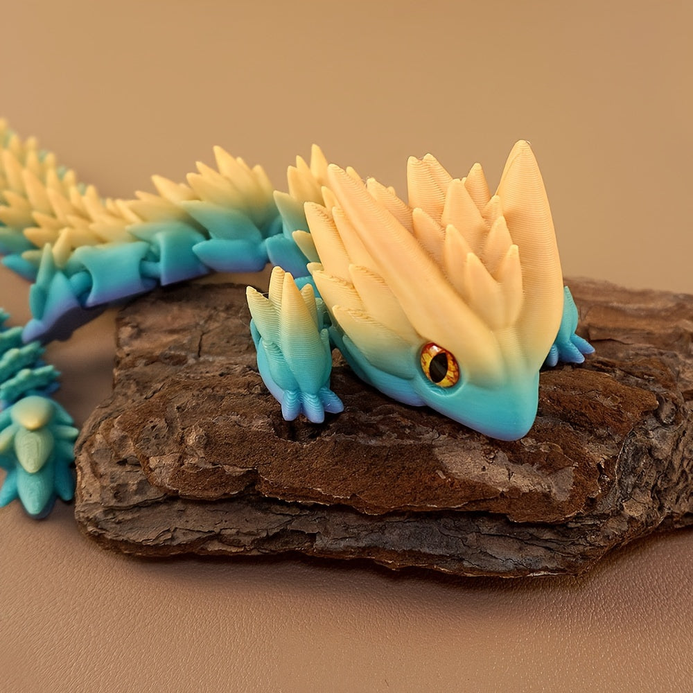 BISAVCH 3D Printed Flexible Dragon Statue Candy Rainbow High Plastic Art Desk