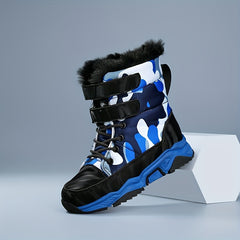 Boy's High Top Snow Boots Warm Fleece Cozy Non slip Boots Plush Comfy Outdoor