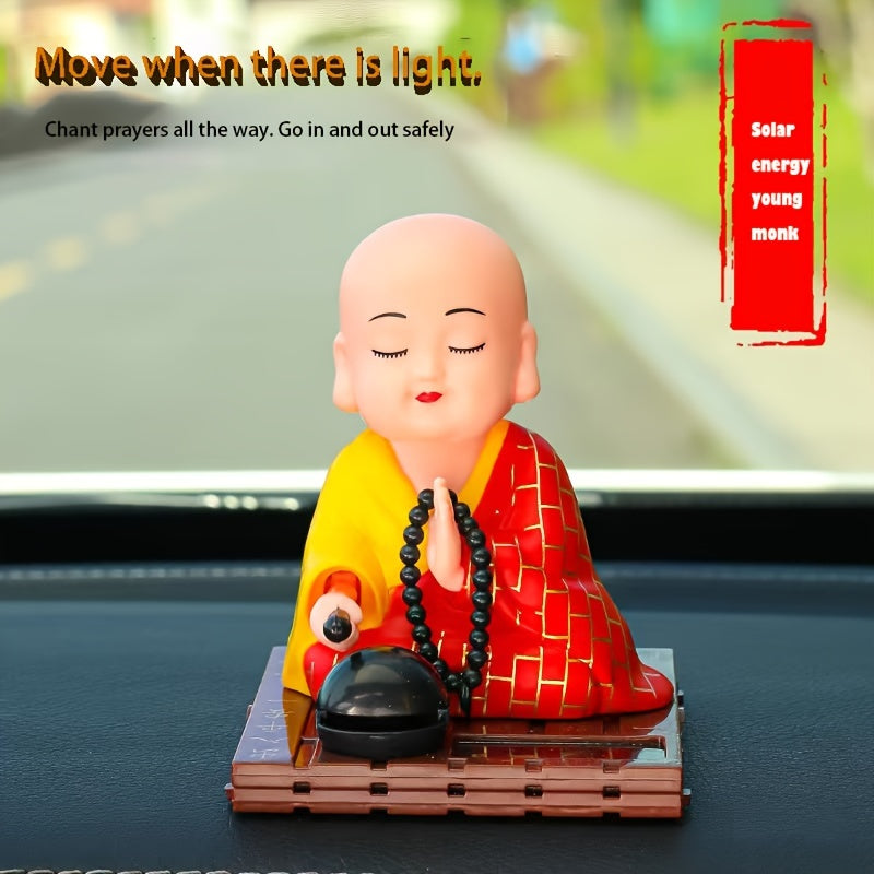 Small Monk Car Creative Ornaments Nodding Knocking Wooden Fish Doll