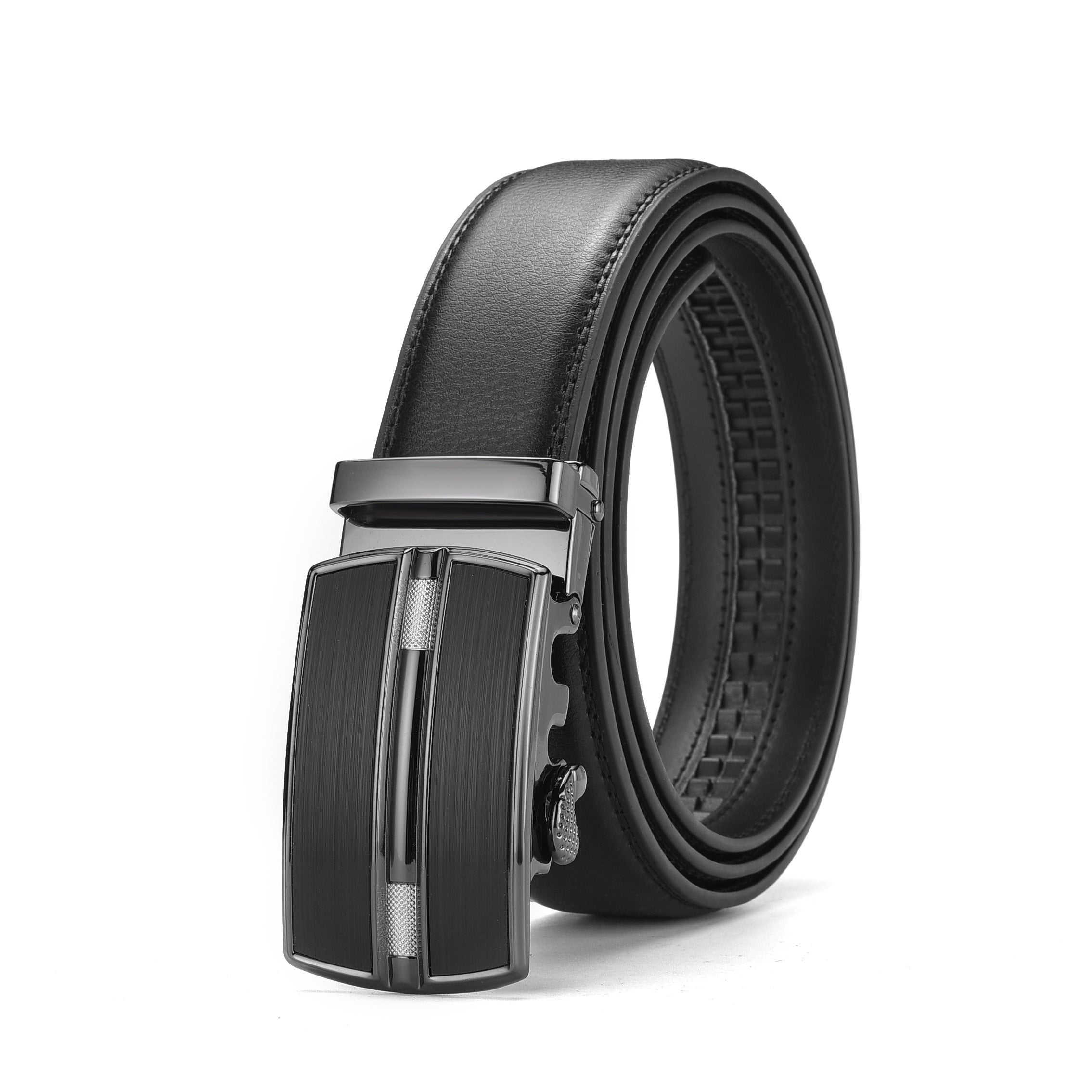 High End Men's Leather Business Belt with Automatic Buckle